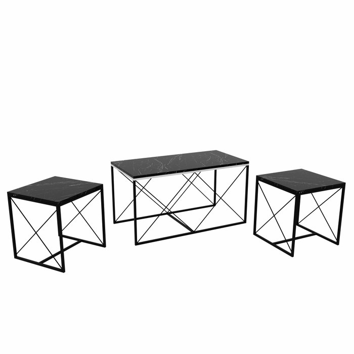 Hanah Home Defne - Black Marble Conjunto de mesa de centro Negro